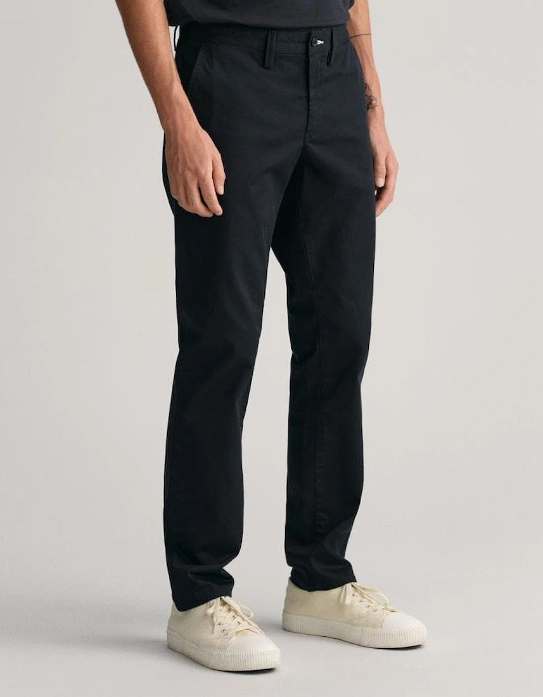 Men's GANT Mens Slim Fit Twill Chinos - 5 Black - Size: W32 l34