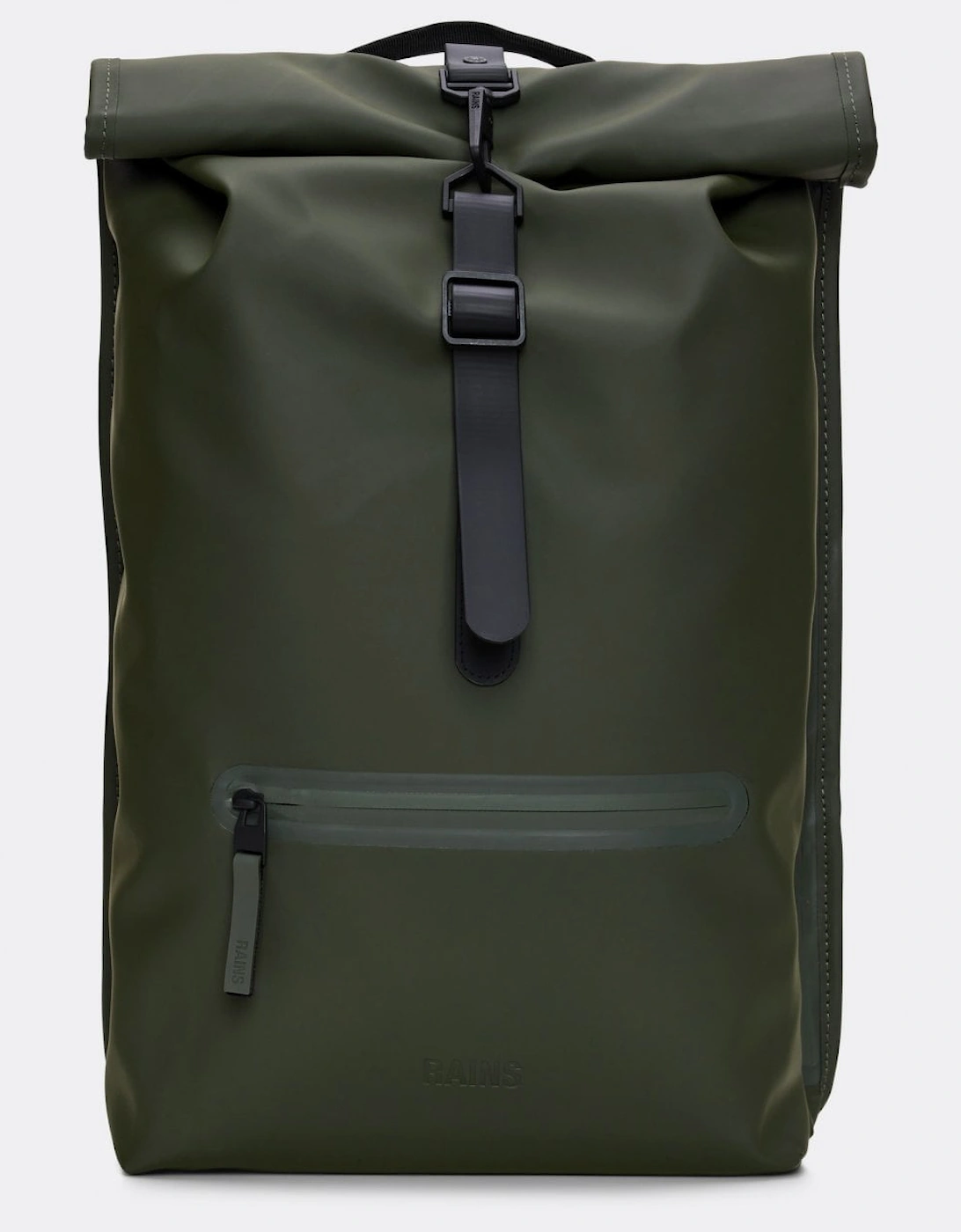 Rains Rolltop Rucksack for Women in 03 Green, Waterproof Polyester Commuter Backpack, 13 Liters