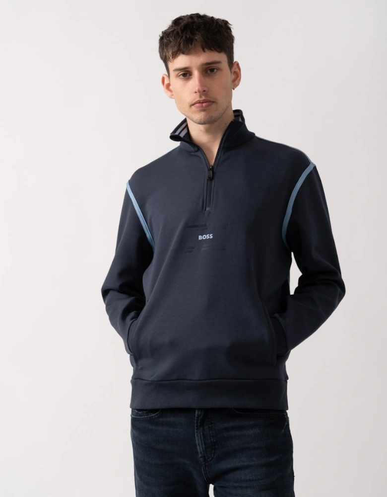 BOSS Green Sweat Tape Mens 1/4 Zip Sweatshirt