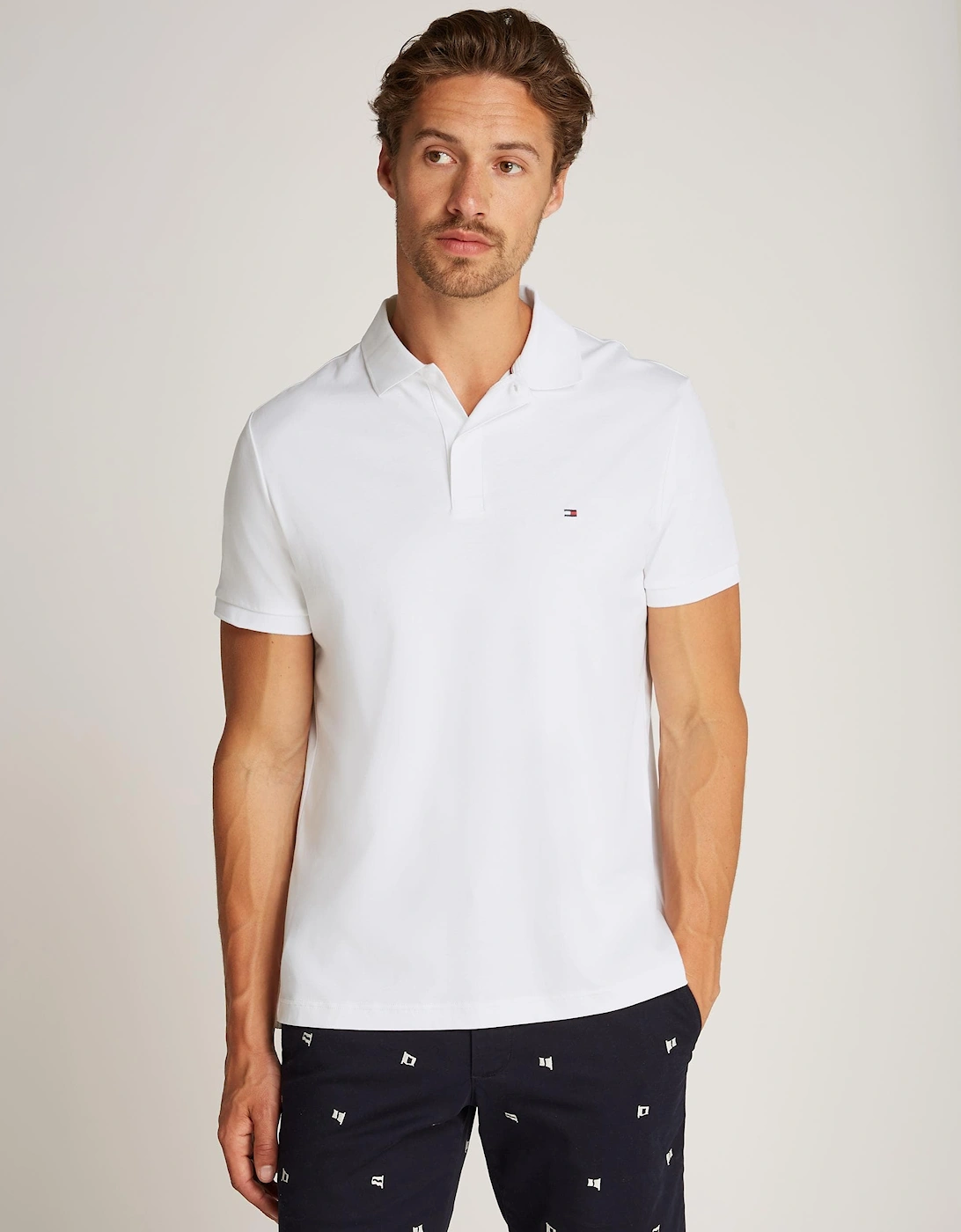 Men's Tommy Hilfiger Liquid Cotton Essential Mens Polo - White - Size: 38/Regular