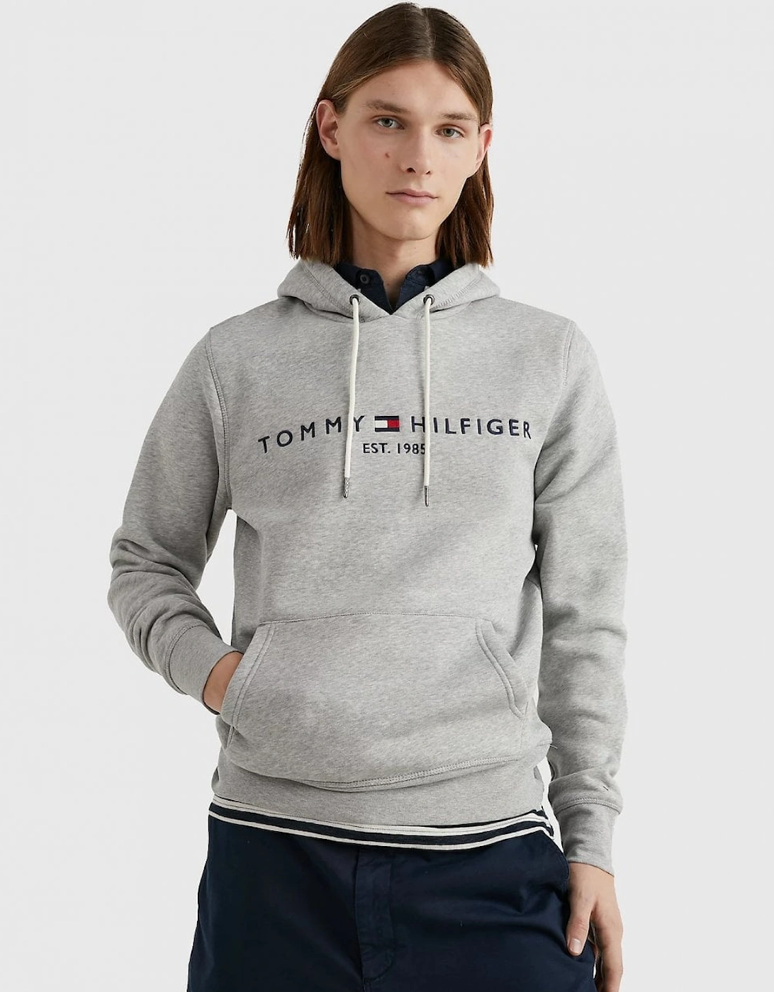 Tommy Hilfiger Men's Grey Core Tommy Logo Hoodie - : Regular/36 S