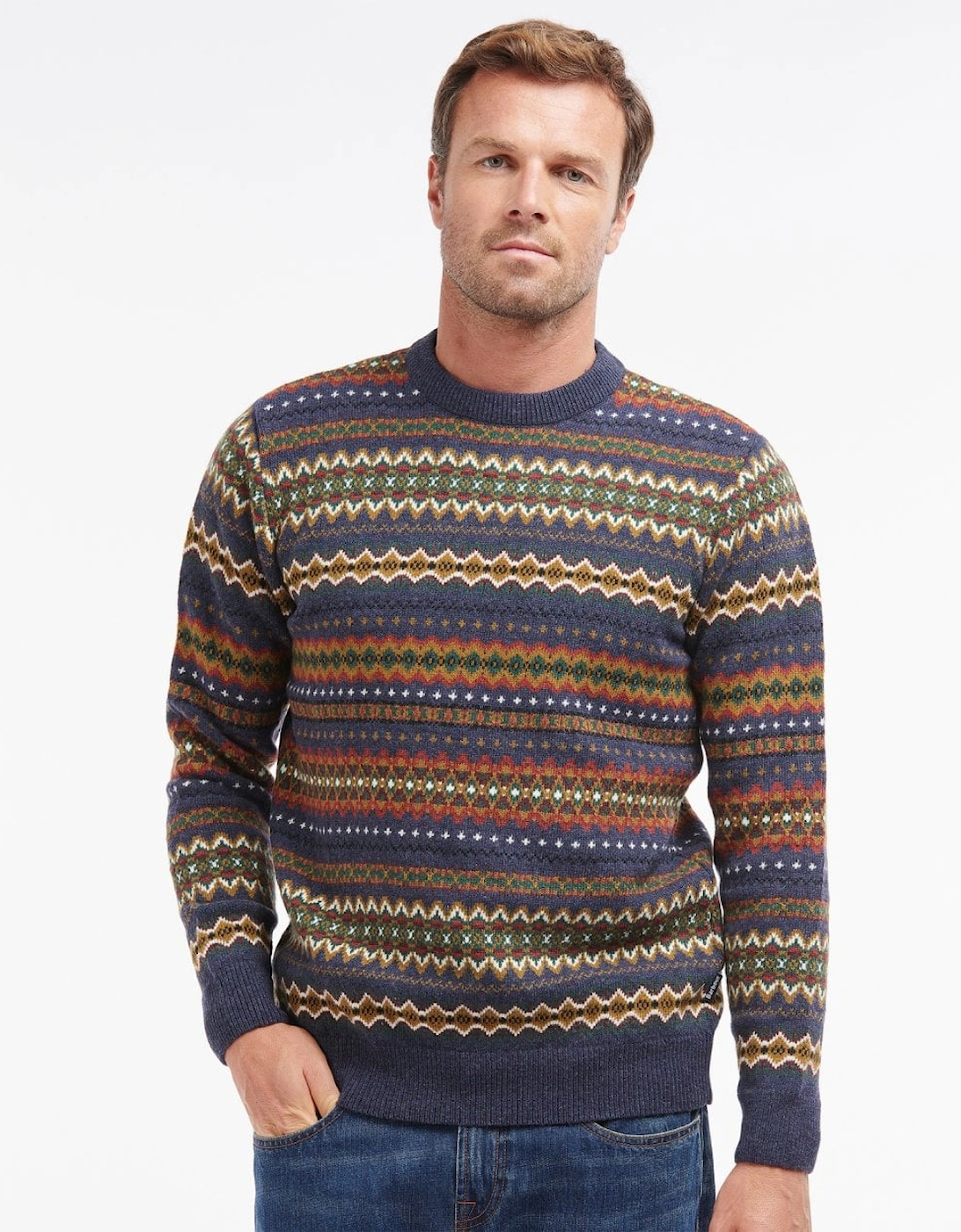 Case Fairisle Mens Jumper - Navy Marl, 8 of 7