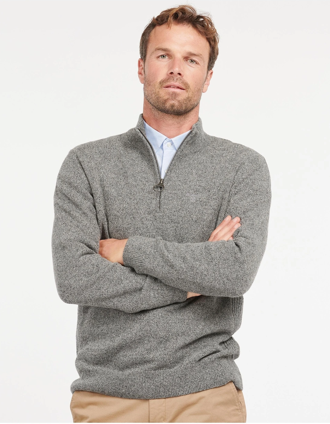 Men's Barbour Tisbury Half Zip Mens Sweatshirt - Grey - Size: 38