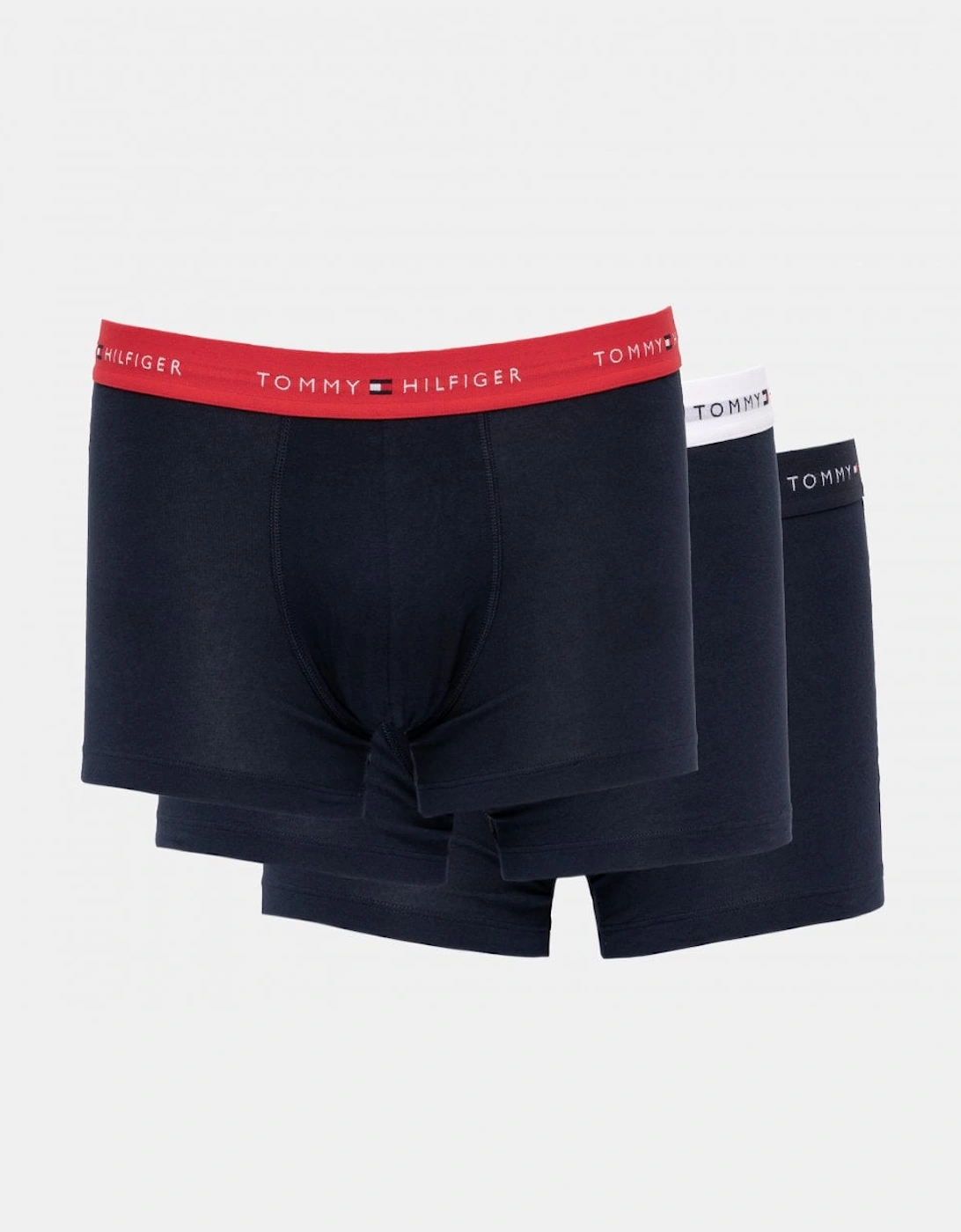 Tommy Hilfiger Men's Black 3 Pack Colour Waistband Trunks - Primary Red/White/Desert Sky  33/32/32 M