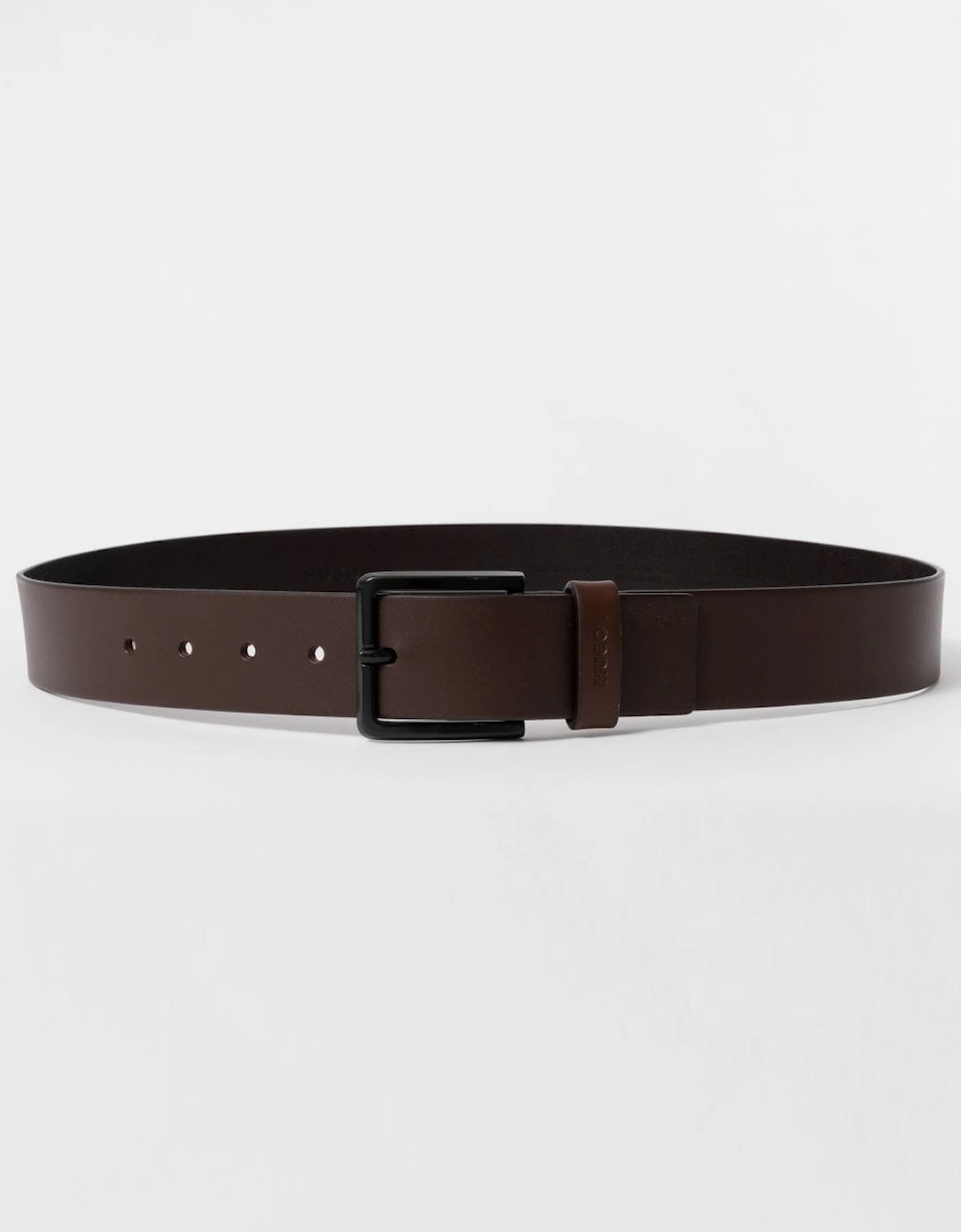 Boss Men's HUGO Gioni Mens Leather Belt - Dark Brown 202 - Black