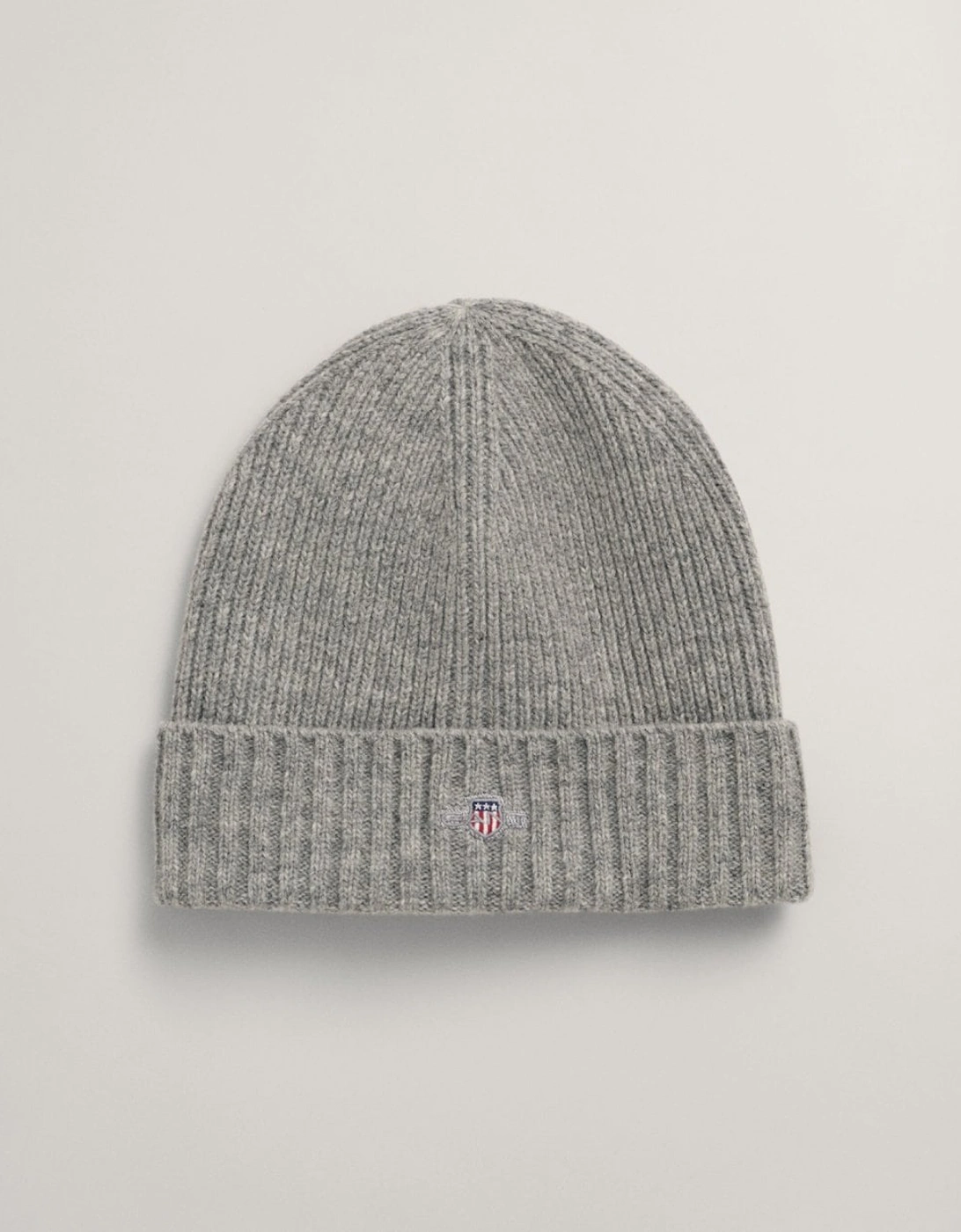 Gant Men's Grey Unisex Shield Wool Beanie - 93 Melange - Size: One Size