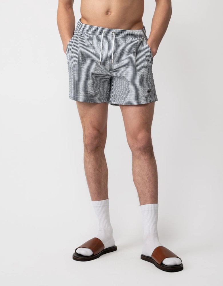 BOSS Orange Velvetfish Mens Seersucker Striped Swim Shorts