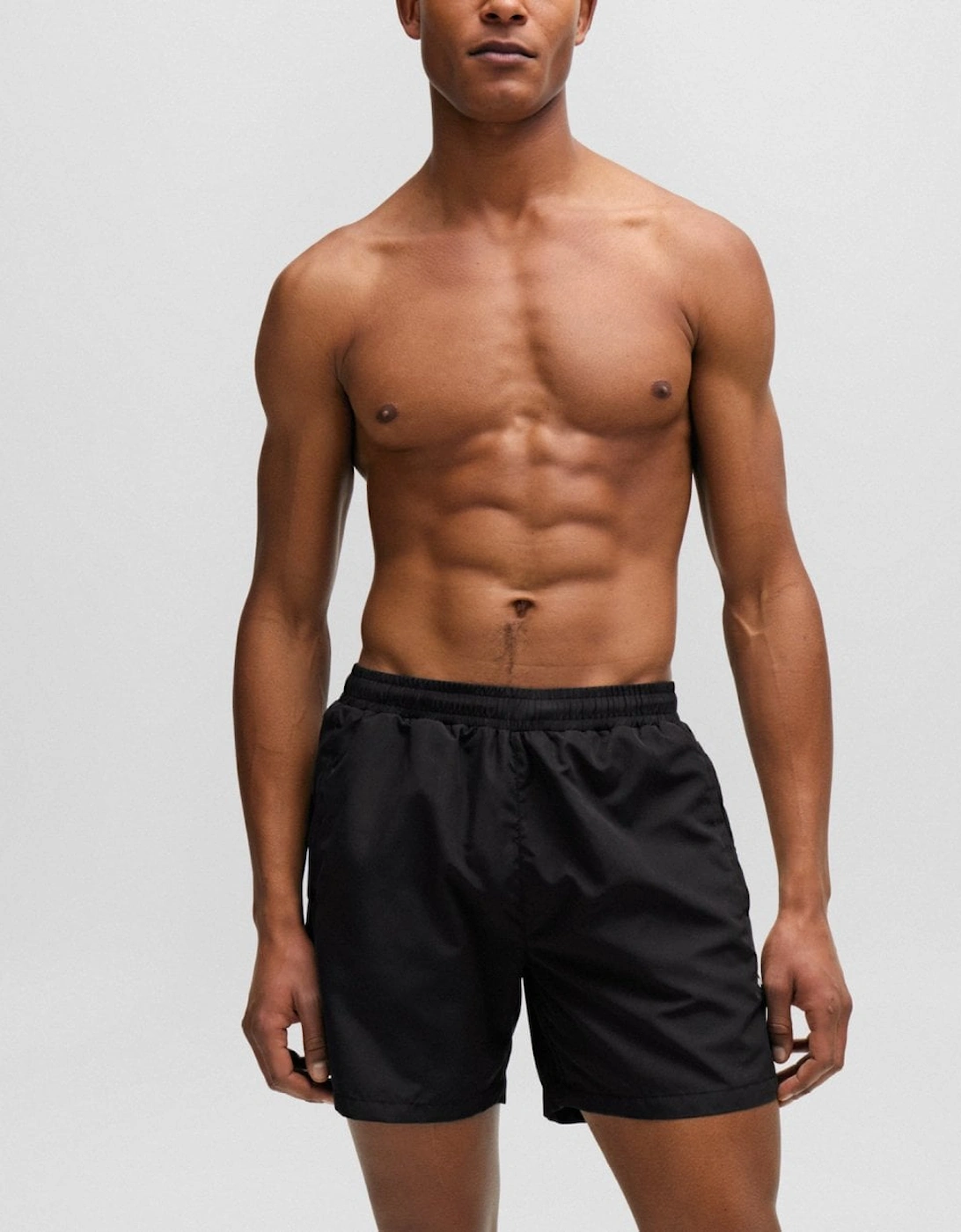 Men's BOSS Orange Dolphin NOS Mens Quick-Drying Swim Shorts with Stripe and Logo - Black 001 - Size: 37/36/32