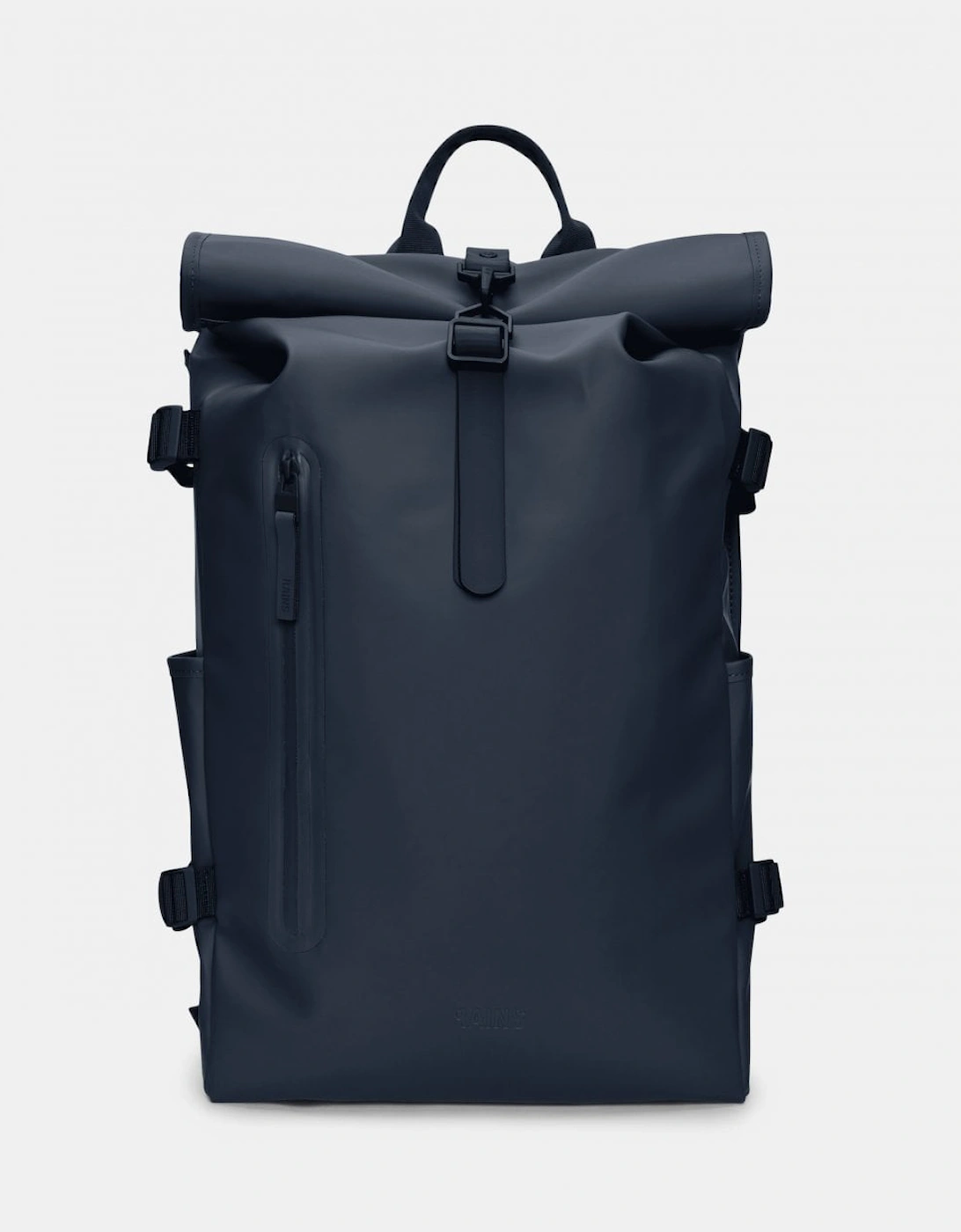 Rains Rolltop Rucksack Large in Black, Waterproof Polyester Backpack for Men with 16-Inch Laptop Compartment and 23-Litre Capacity