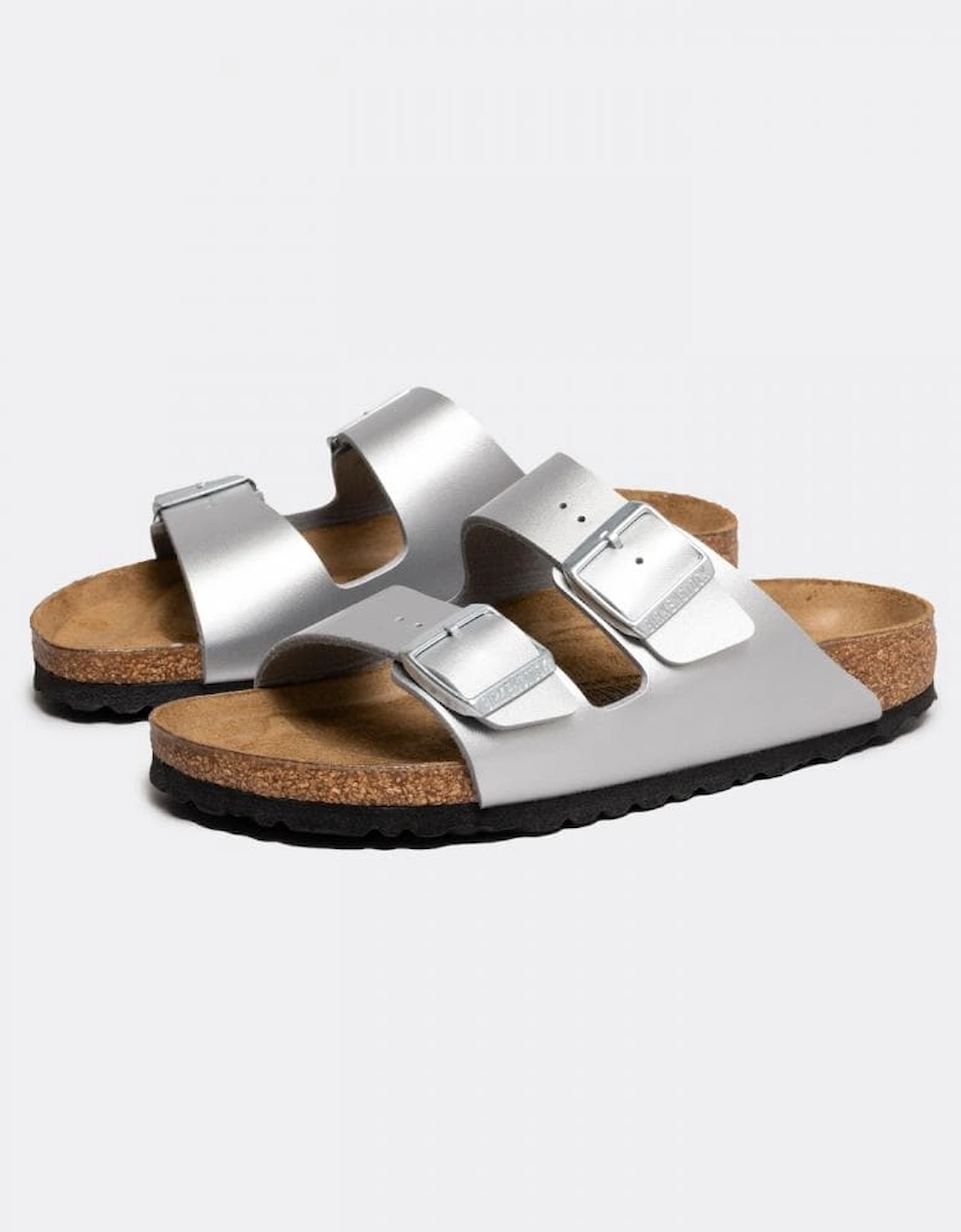 Women's Birkenstock Arizona Birko-Flor Metallic Womens Sandals - Silver - Size: 4.5/C