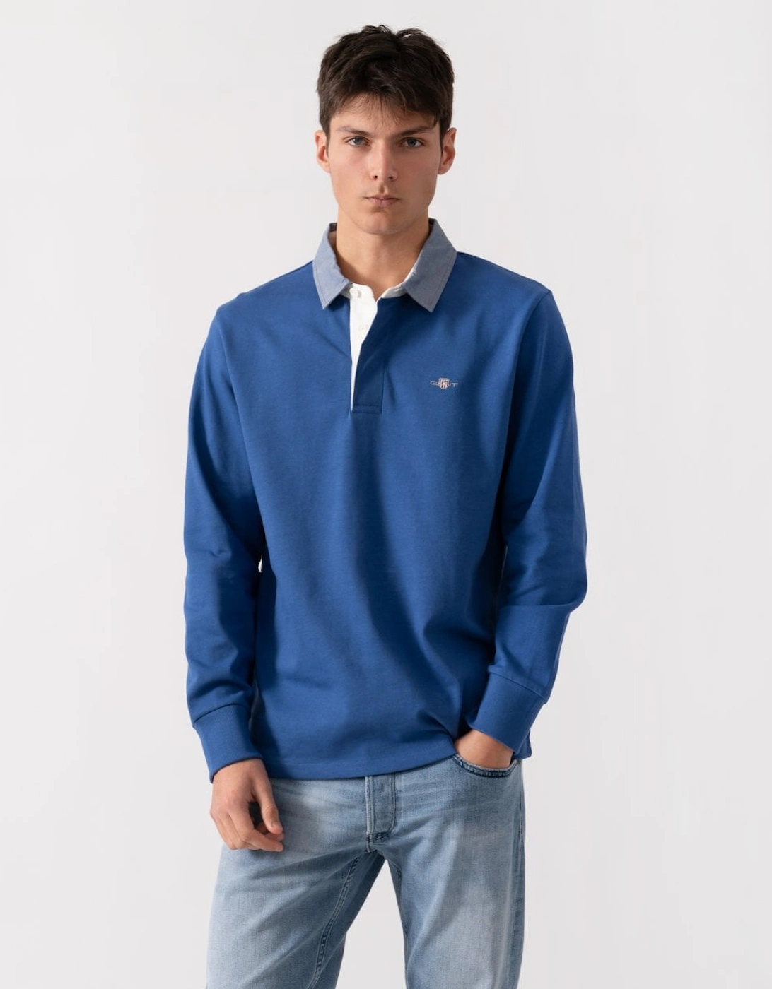 Gant Men's Blue Regular Fit Chambray Heavy Rugger - : 44/Regular Xxl