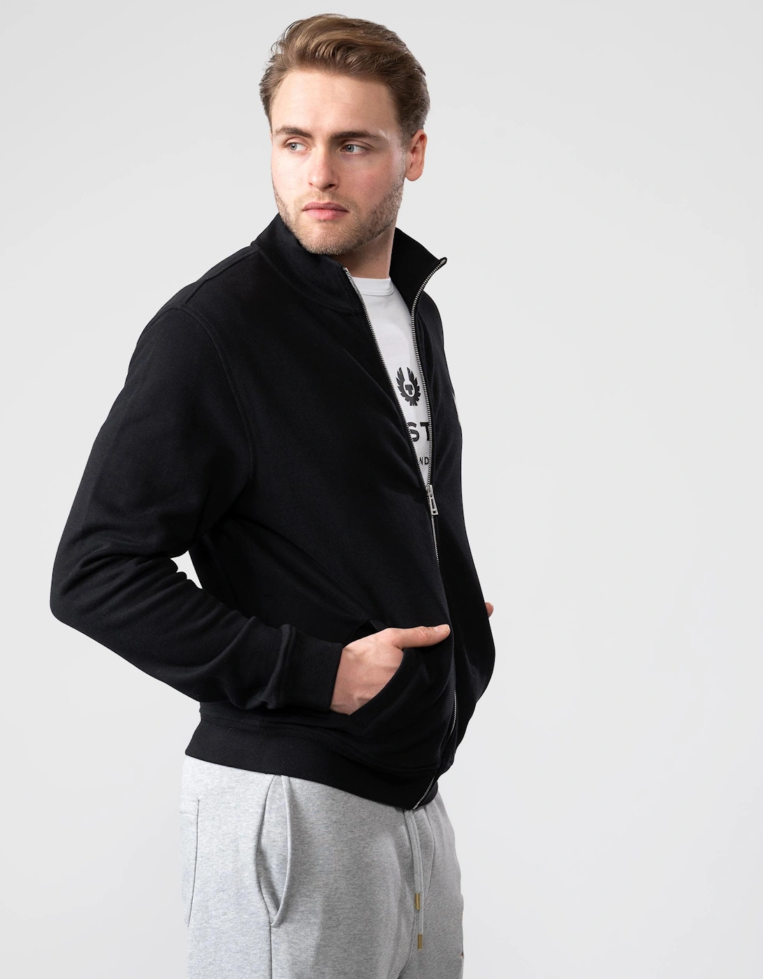 Belstaff Men's Black Zip Through Sweatshirt  42 Xl
