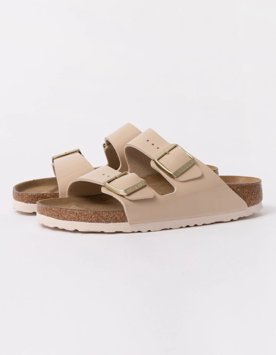 Birkenstock Women's Birkenstock Arizona Birko-Flor Patent Womens Sandals - Sand - Cream/Brown