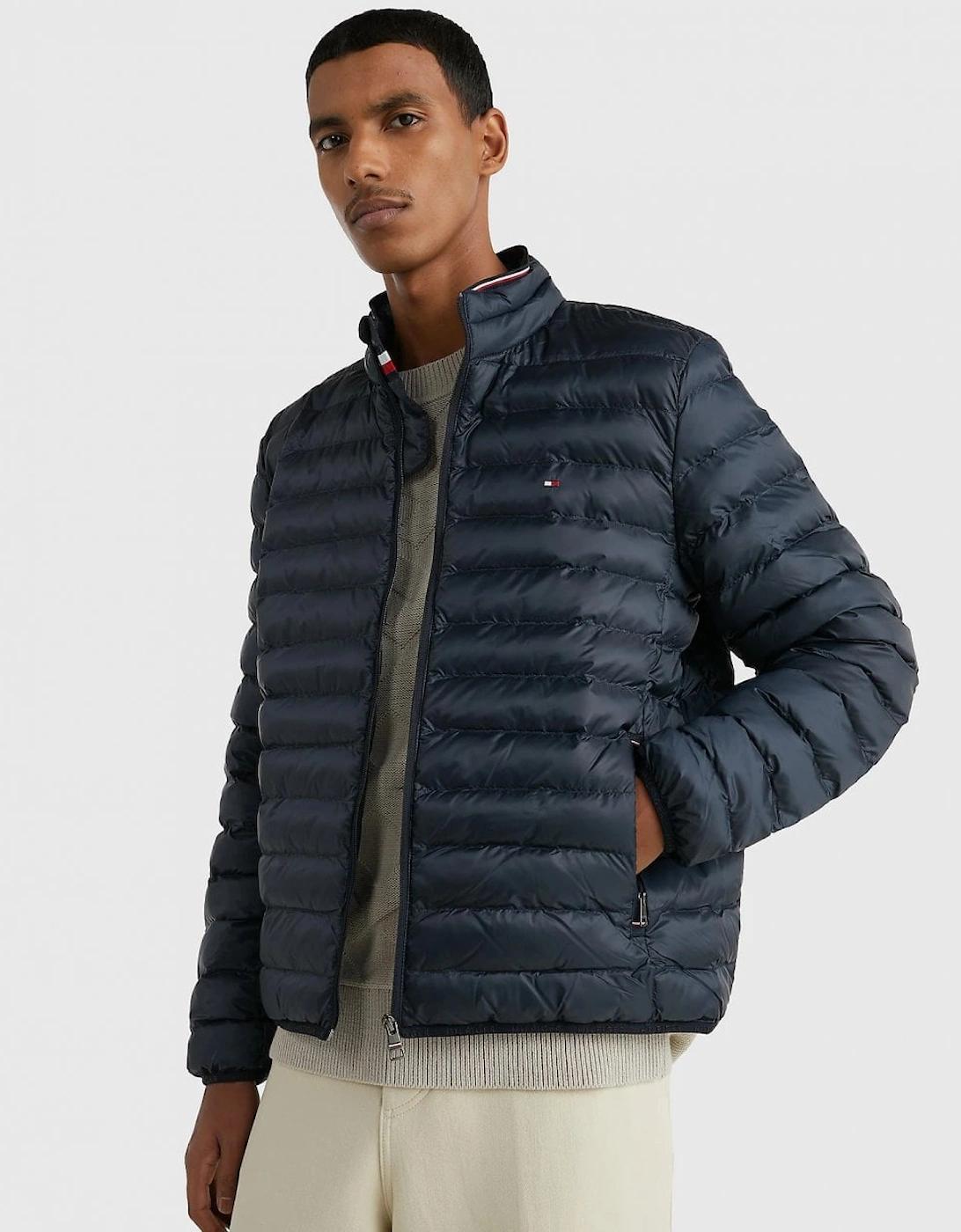 Tommy Hilfiger Men's Blue/Black Core Packable Circular Jacket - : 42/Regular Xl