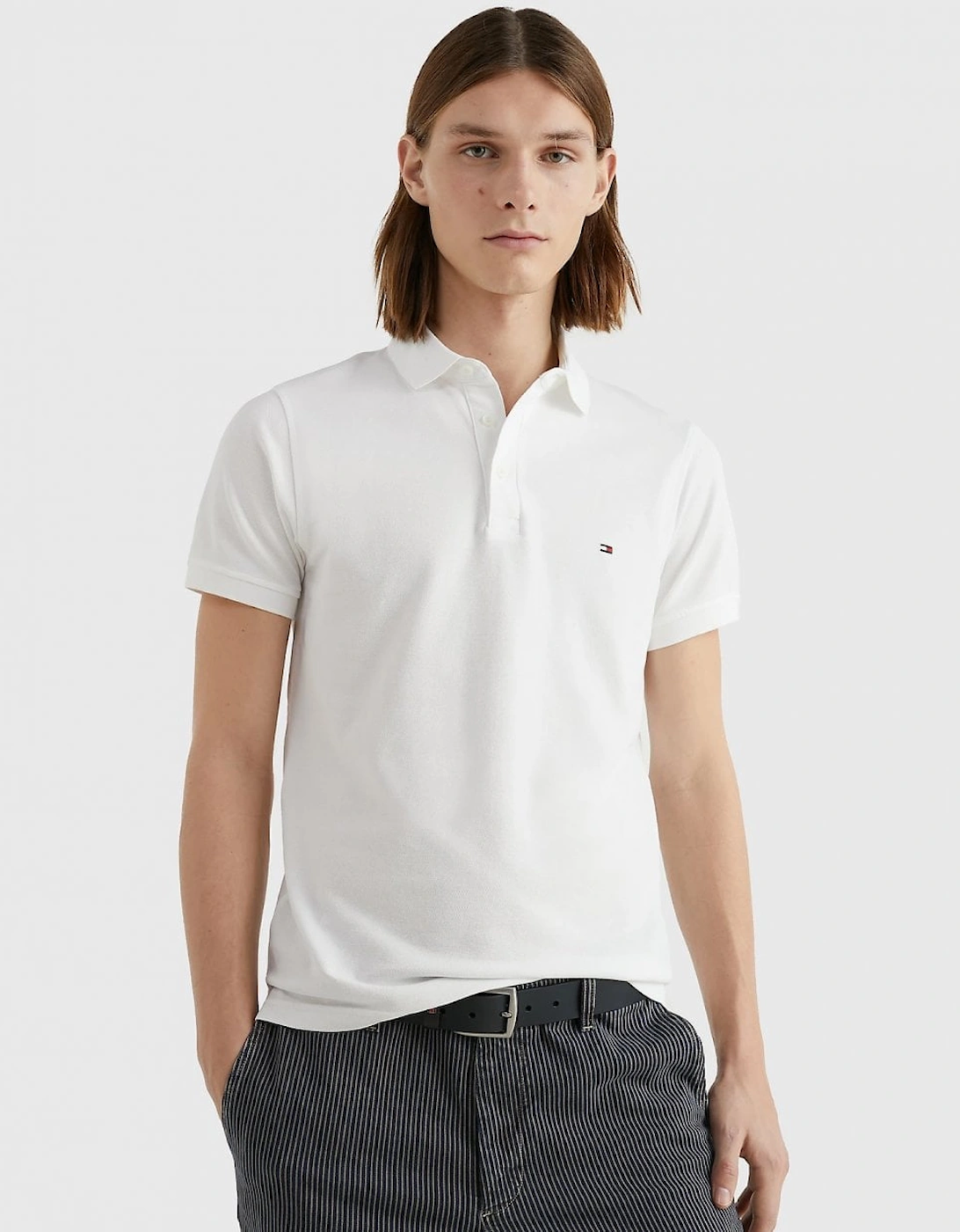 Tommy Hilfiger Men's White Core 1985 Slim Polo Shirt - : 42/Regular Xl