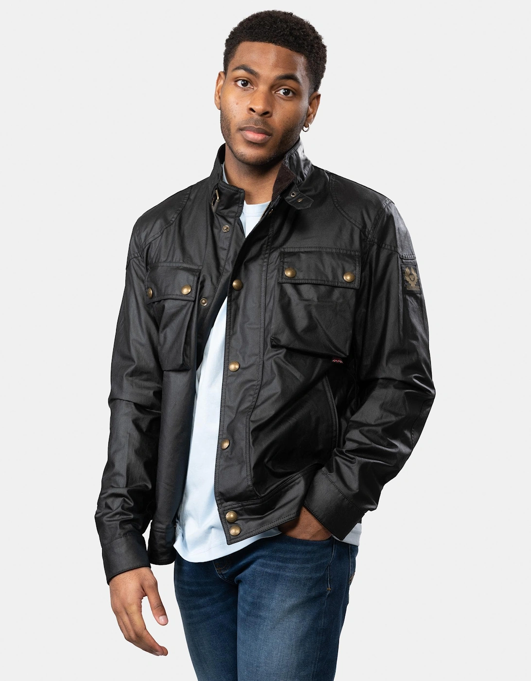 Men's Belstaff Racemaster Mens Waxed Cotton Compact Field Jacket - Black - Size: UK50 eu60 us50