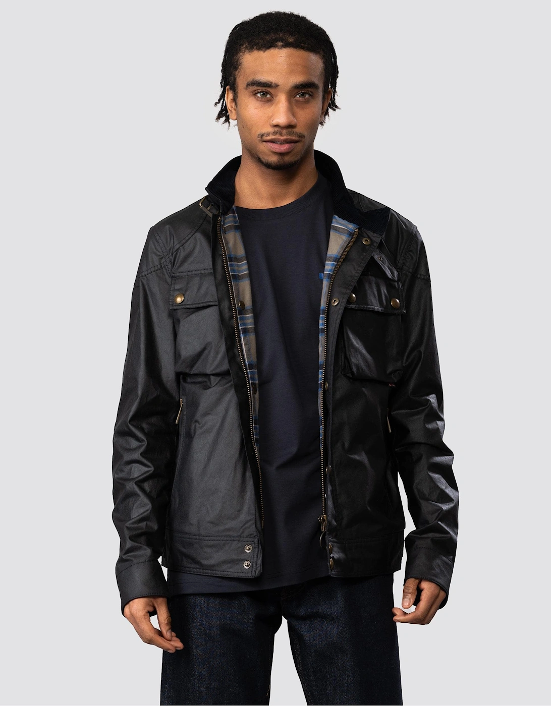 Belstaff Men's Navy Racemaster Waxed Cotton Compact Field Jacket - : 42