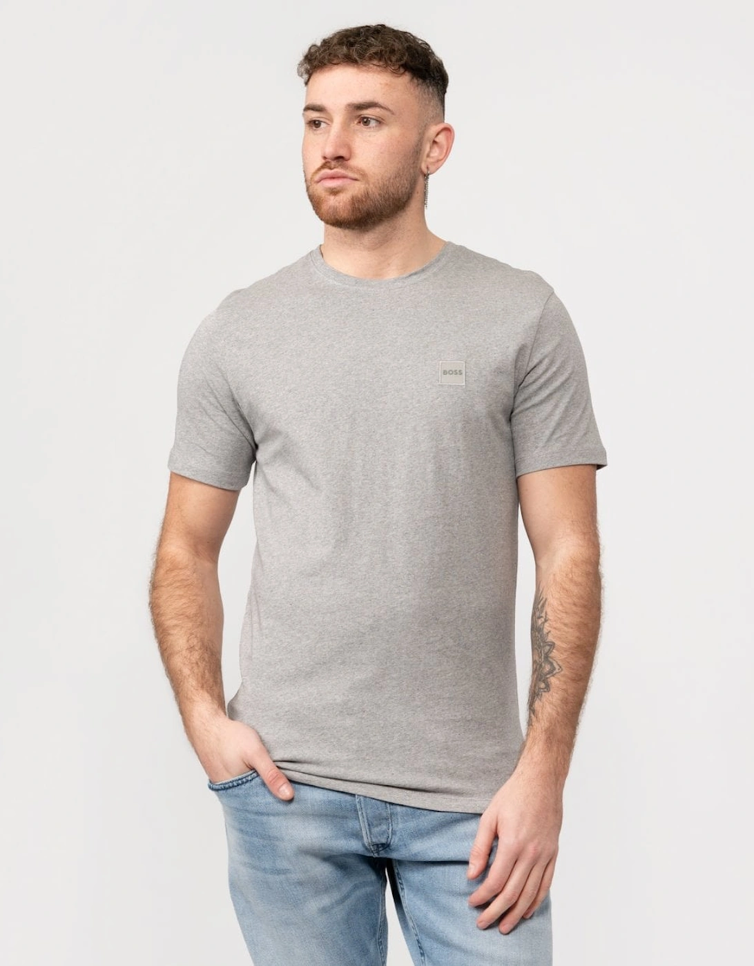 BOSS Orange Tales Mens Cotton-Jersey T-shirt With Logo Patch, 5 of 4