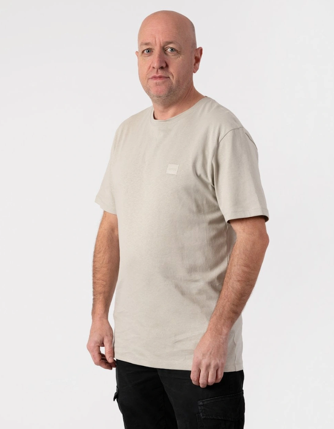 Hugo Boss Men's Tan Boss Orange Tales Cotton-Jersey T-Shirt With Logo Patch - Light Beige 271 - Size: 38