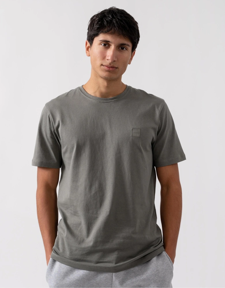 BOSS Orange Tales Mens Cotton-Jersey T-shirt With Logo Patch - Grey-Green 076