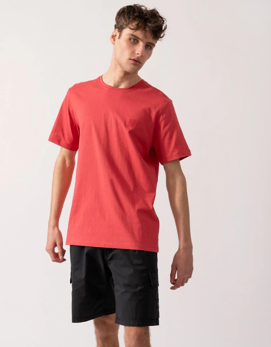 BOSS Orange Tales Mens Cotton-Jersey T-shirt With Logo Patch, 5 of 4