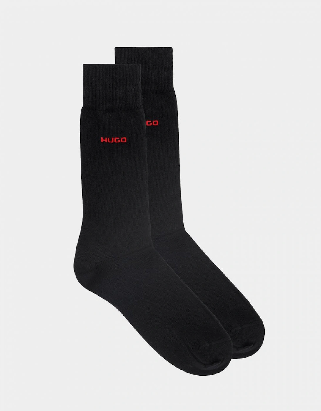 Men's HUGO 2 Pack RS Uni Colour Mens Socks NOS - Black 001 - Size: 7.5/8/5/5.5/6.5/7/6