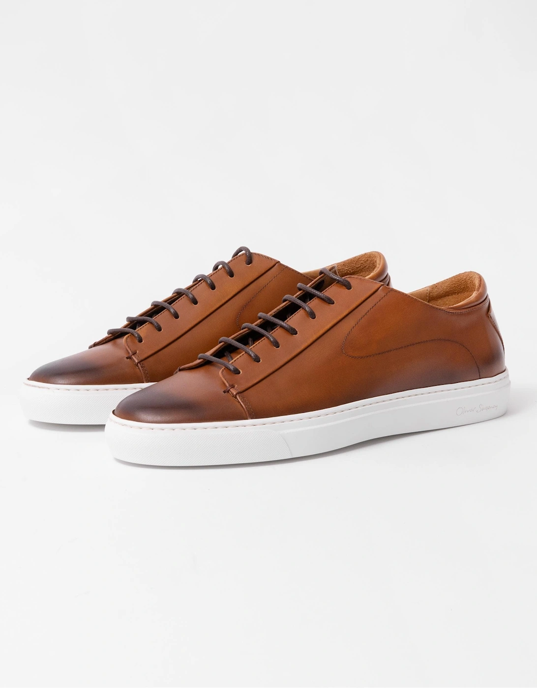 Men's Oliver Sweeney Sirolo Mens Calf Leather Lightweight Trainers - Tan - Brown - Size: 10
