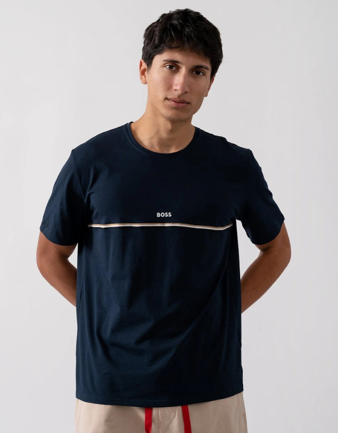 BOSS Orange Unique Mens Stretch-Cotton Pyjama T-Shirt with Logo Print, 5 of 4