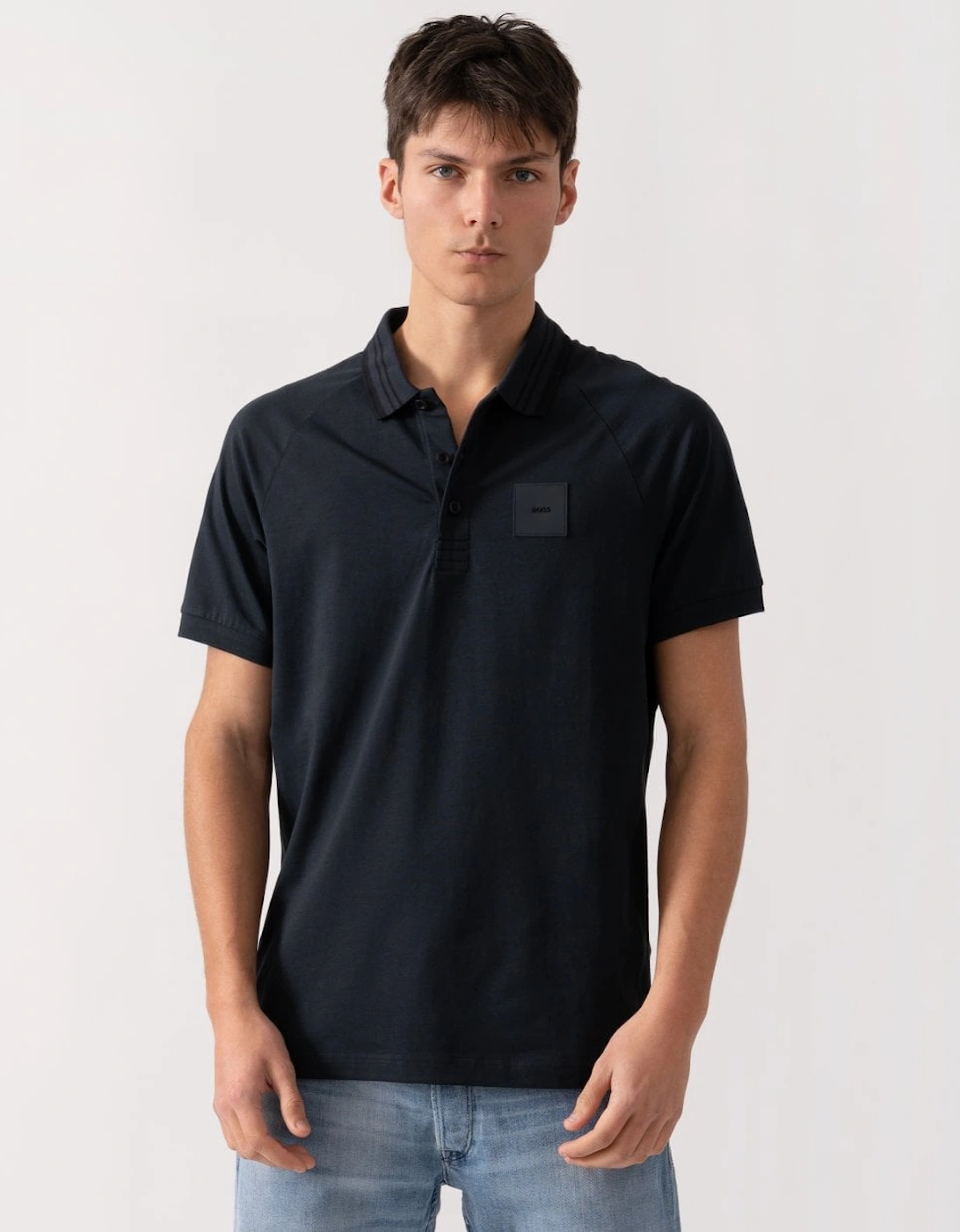 Men's BOSS Green Paddy Rib Mens Polo Shirt - Dark Blue 402 - Navy - Size: 38