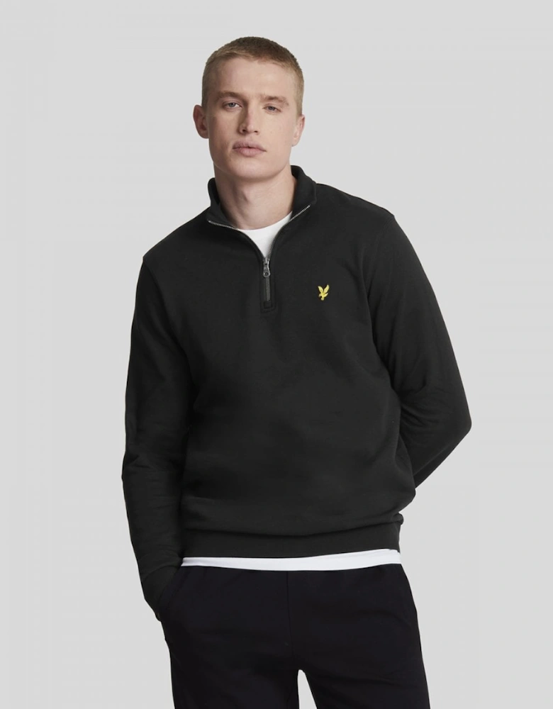 Lyle & Scott Mens Embroidered Quarter Zip Sweatshirt - Z865 Jet Black