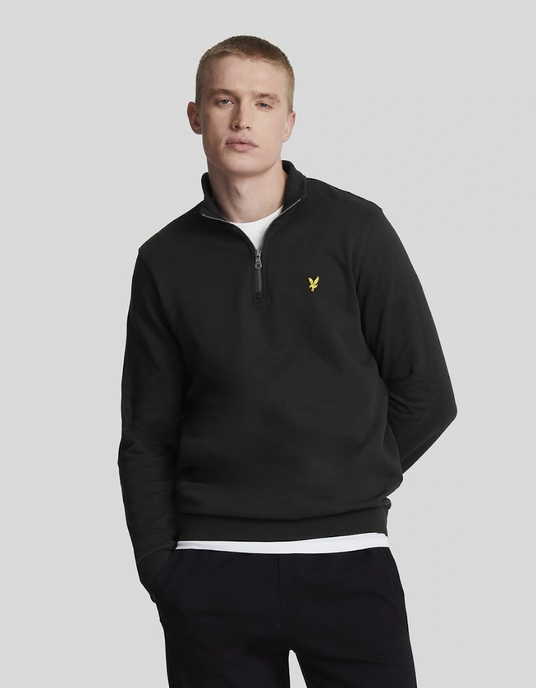 Lyle & Scott Mens Embroidered Quarter Zip Sweatshirt - Z865 Jet Black, 2 of 1