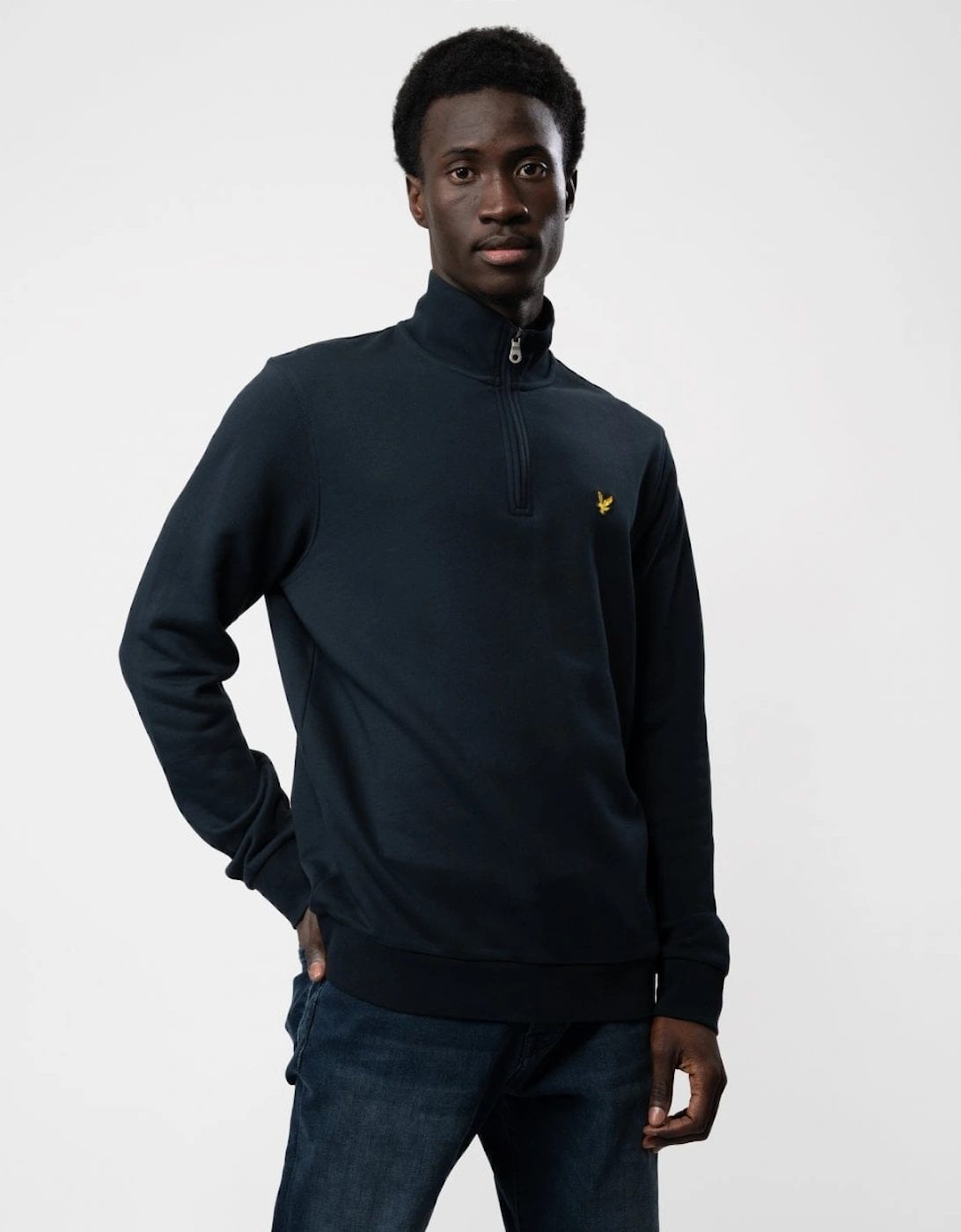 Lyle & Scott Mens Embroidered Quarter Zip Sweatshirt - Z271 Dark Navy, 2 of 1