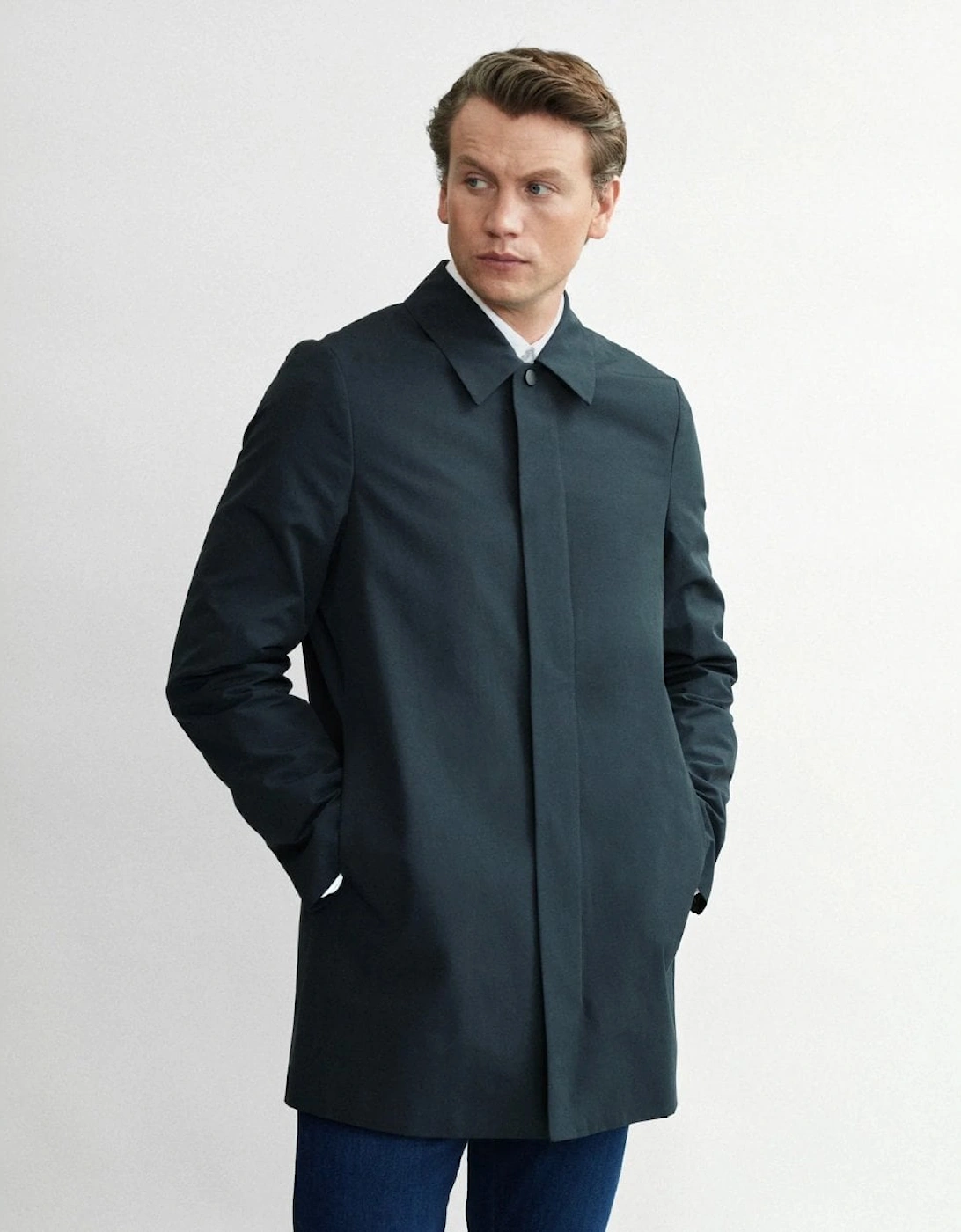 Men's Oliver Sweeney Huntingfield Mens Showerproof Cotton Mac - Navy - Size: 42/Regular