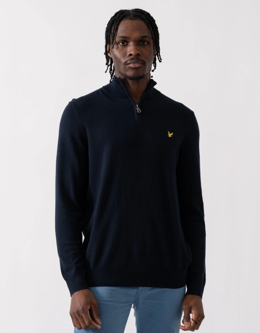 Lyle And Scott Men's Navy Lyle & Scott Cotton Merino Quarter Zip Jumper - Z271 Dark  42 Xl