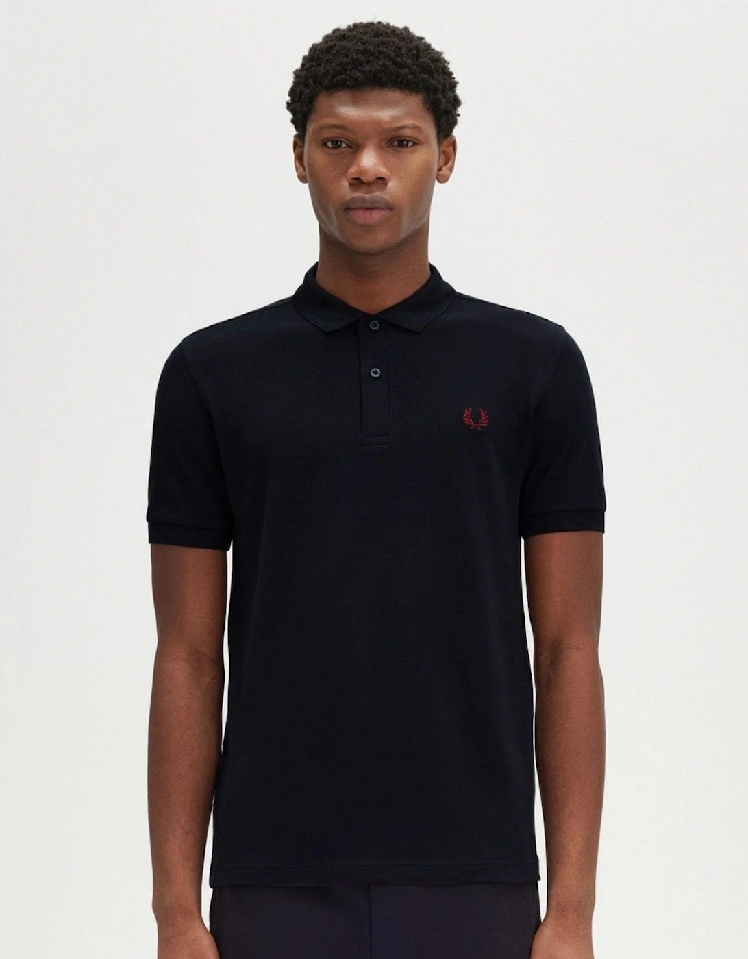 Mens Plain Signature Polo Shirt - Navy/Burnt Red V73, 5 of 4