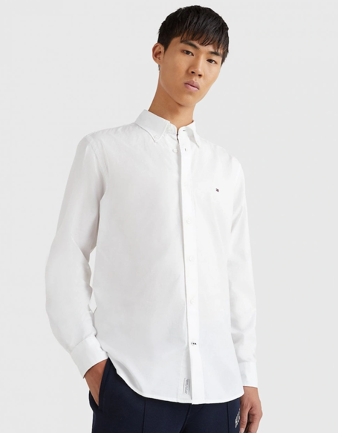Tommy Hilfiger Men's White Core Flex Long Sleeve Poplin Shirt - : 44/Regular Xxl