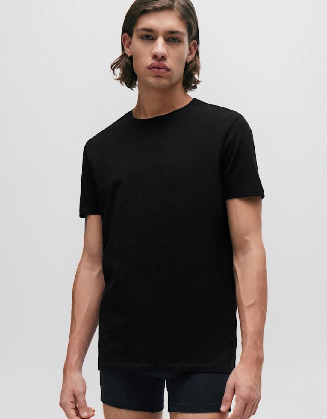 Hugo Boss Men's Black Hugo Round Two-Pack Of Slim-Fit T-Shirts In Stretch Cotton Nos - 001 - Size: 38