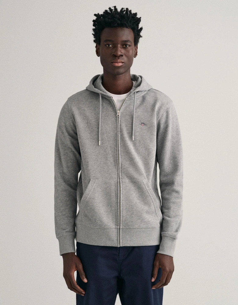 Mens Regular Fit Shield Logo Full Zip Hoodie