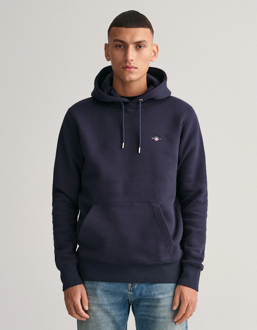 Gant Men's Navy Regular Fit Shield Logo Pullover Hoodie - 433 Evening Blue  48 4XL