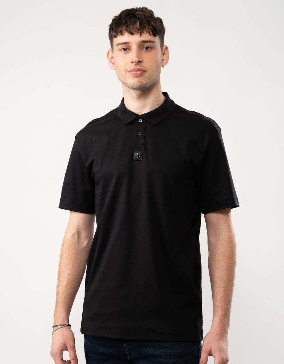 HUGO Deabono Mens Interlock Cotton Polo Shirt with Stacked Logo, 5 of 4
