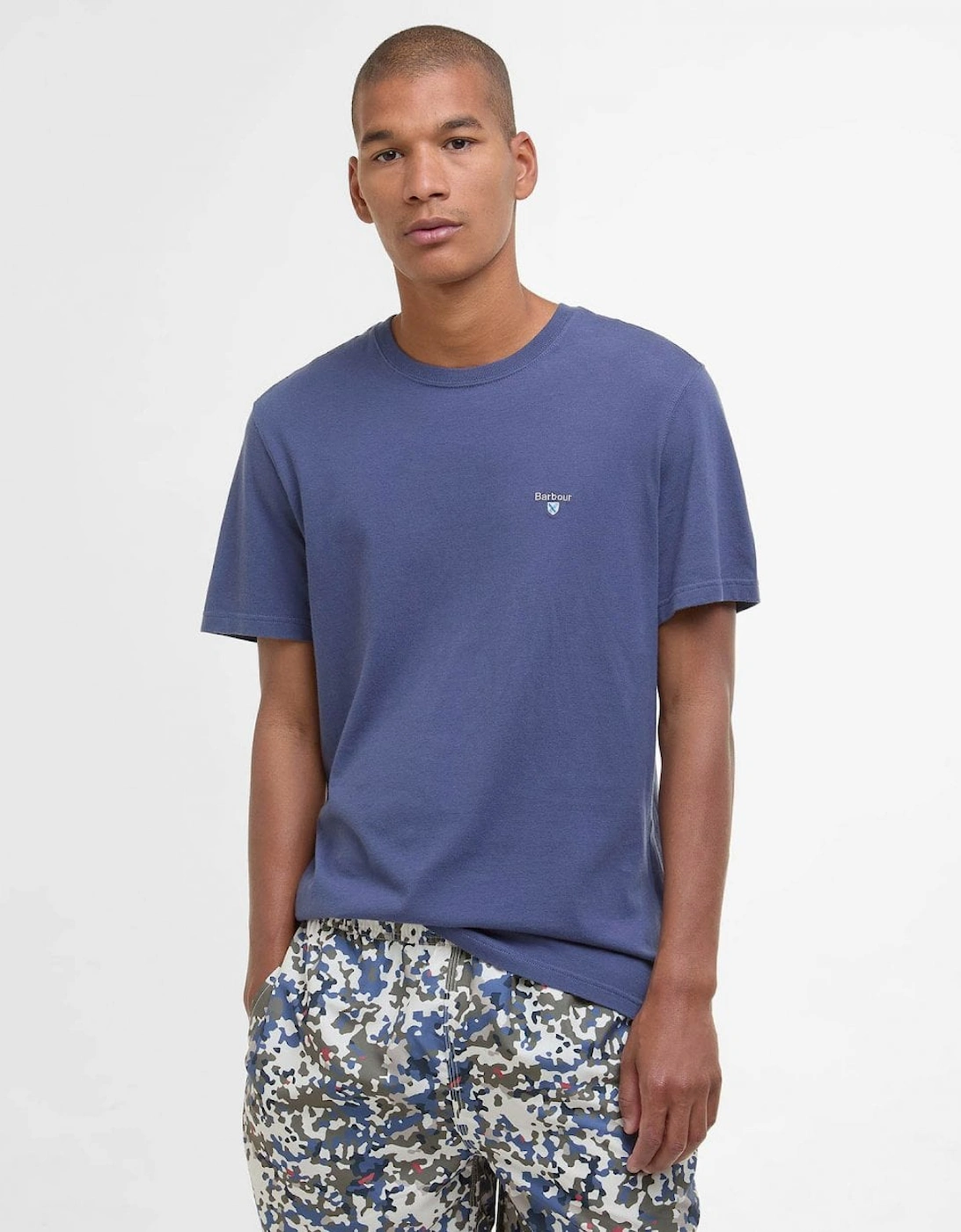 Men's Barbour Aboyne Mens T-Shirt - Oceana/Bleached Pine Tartan - Blue - Size: 42