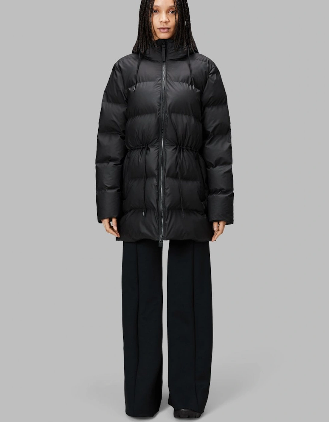 Rains Women's Alta Water-Resistant Insulated Long Puffer Jacket - Black 01 - Large - Image 3