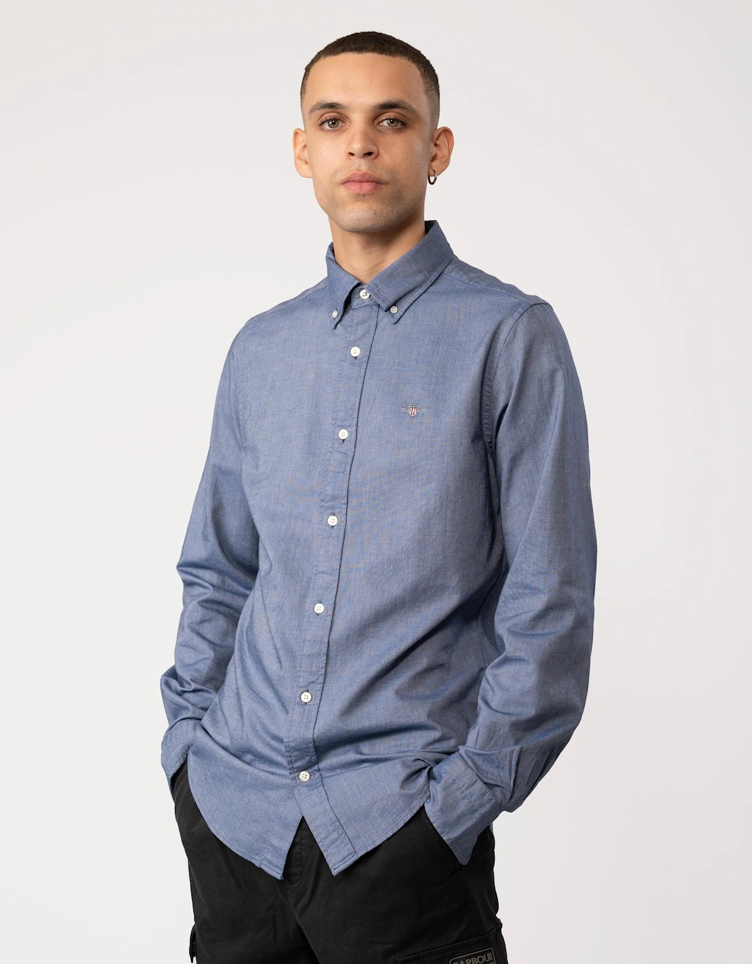 Men's GANT Mens Slim Fit Long Sleeve Oxford Shirt - 423 Persian Blue - Size: 44/Regular