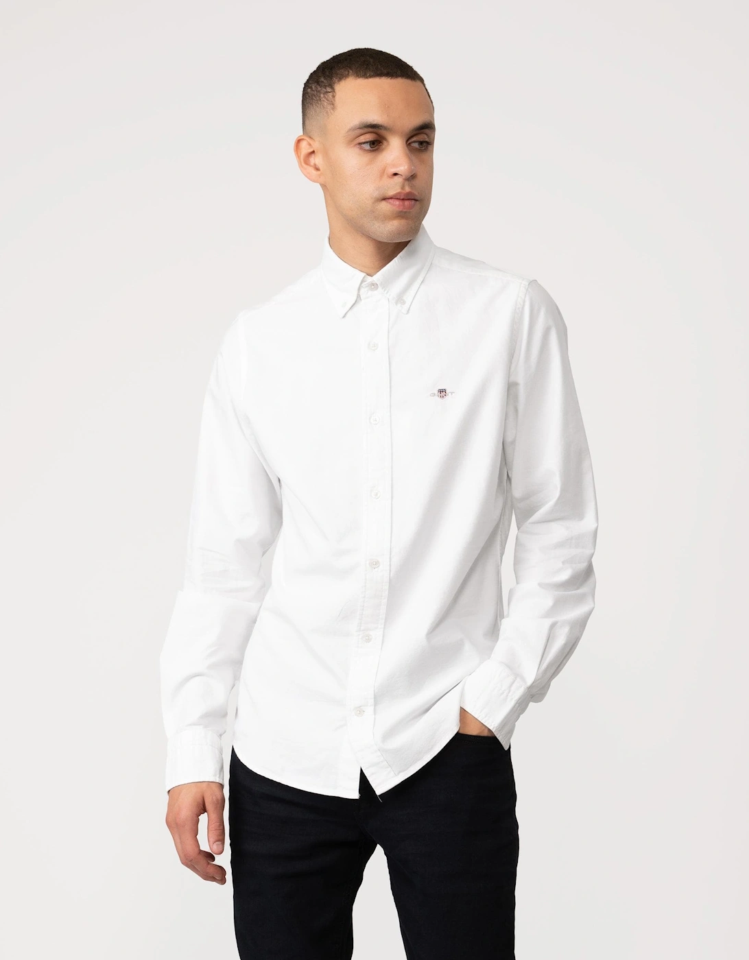 Gant Men's White Slim Fit Long Sleeve Oxford Shirt - : 44/Regular Xxl