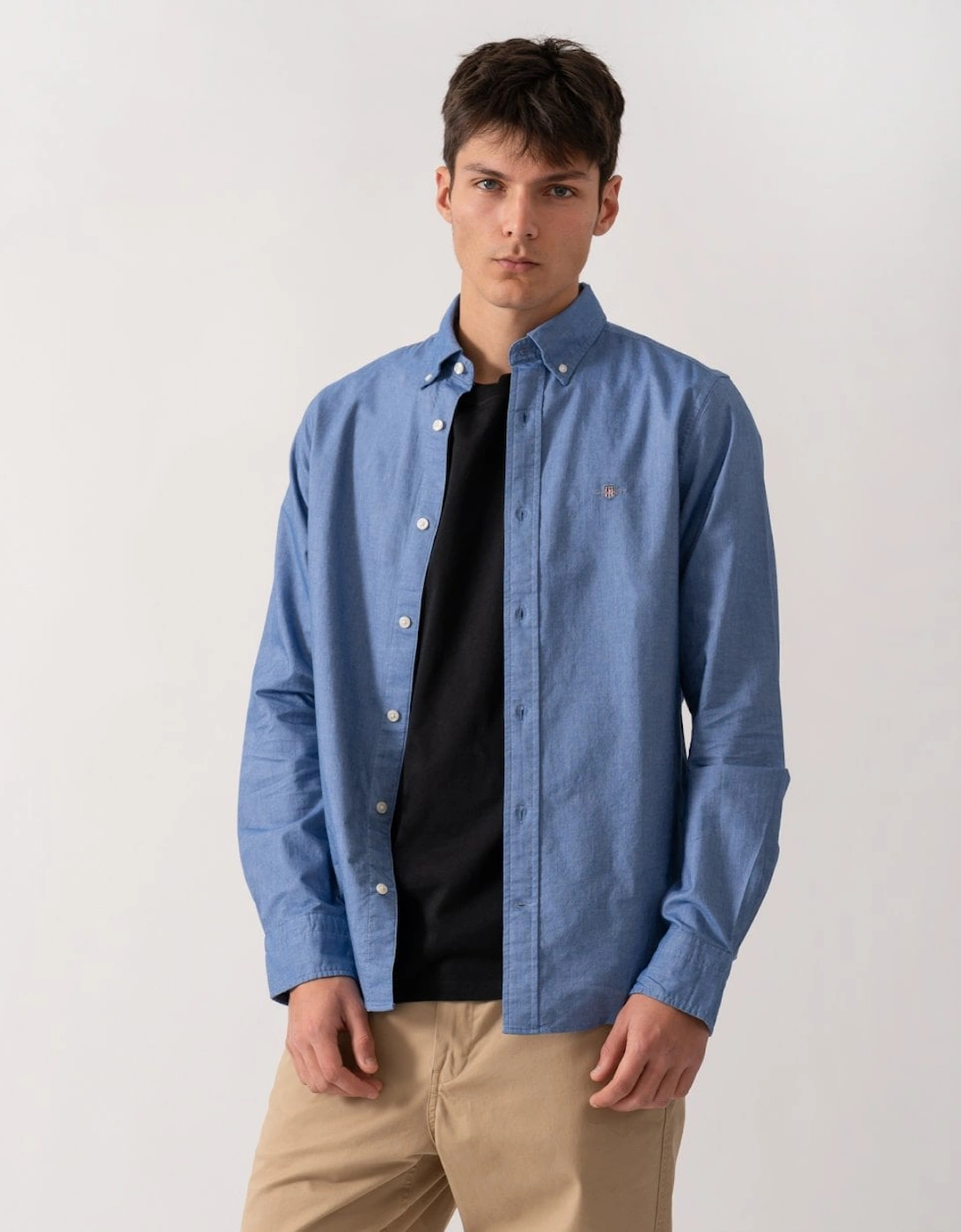 Men's GANT Mens Slim Fit Long Sleeve Oxford Shirt - 407 Rich Blue - Size: 40/Regular