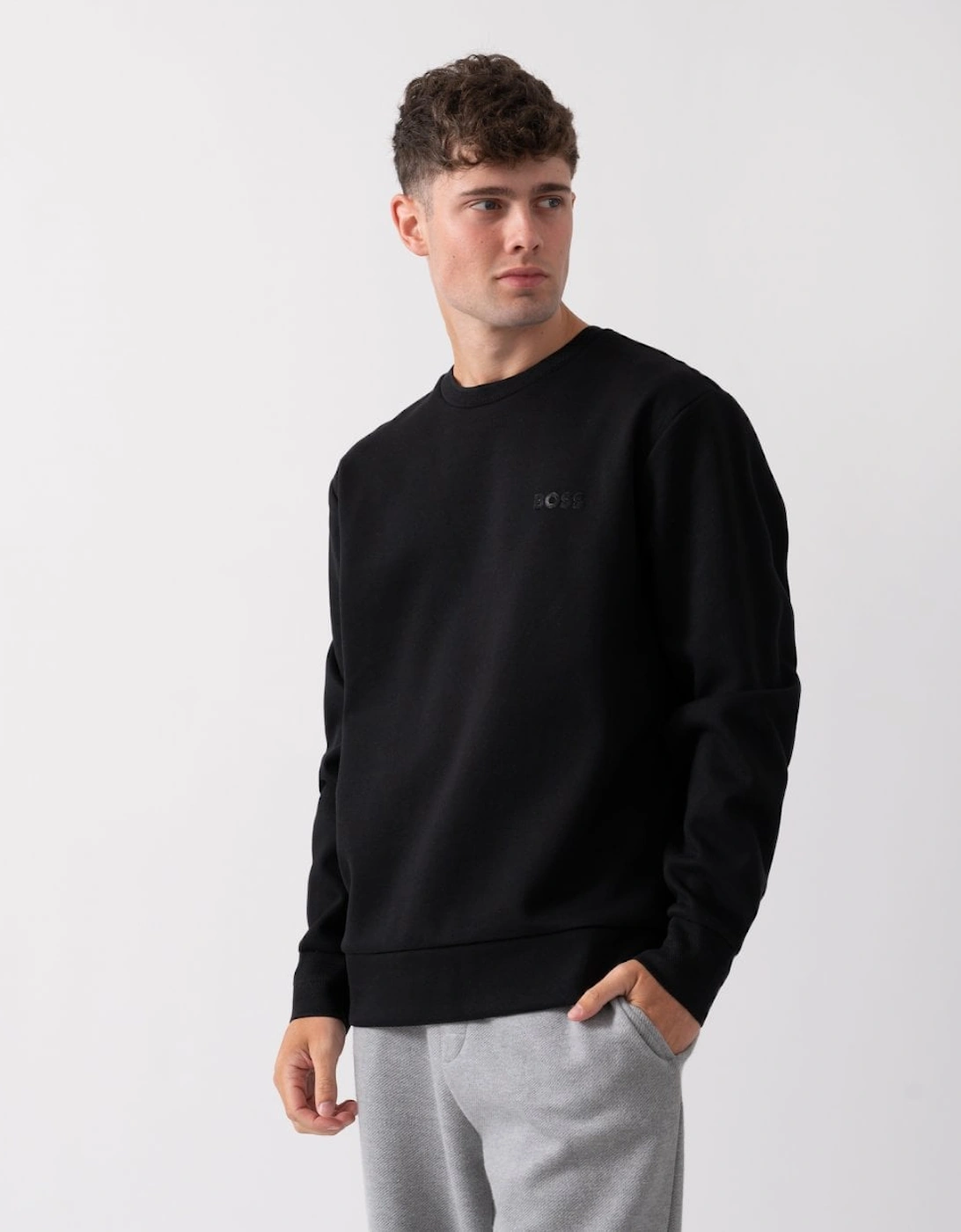 Hugo Boss Men's Black Boss Green Salbo Mirror Sweatshirt - 001  40 L
