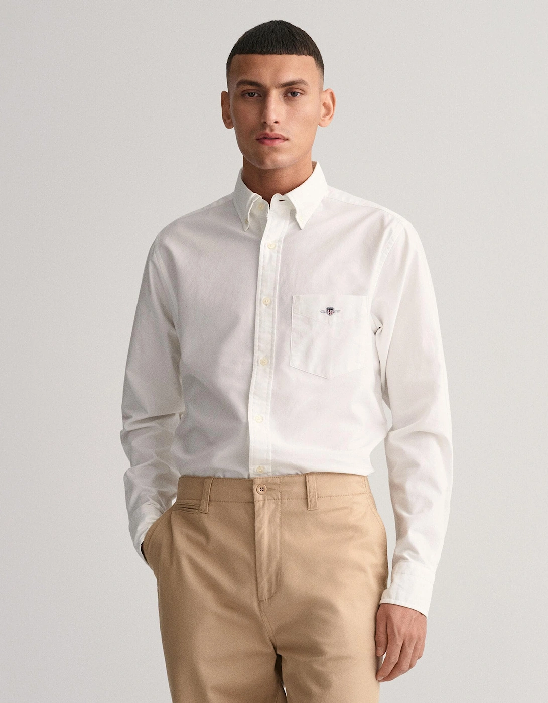 Gant Men's White Regular Fit Long Sleeve Oxford Shirt - 110  48/Regular 4XL