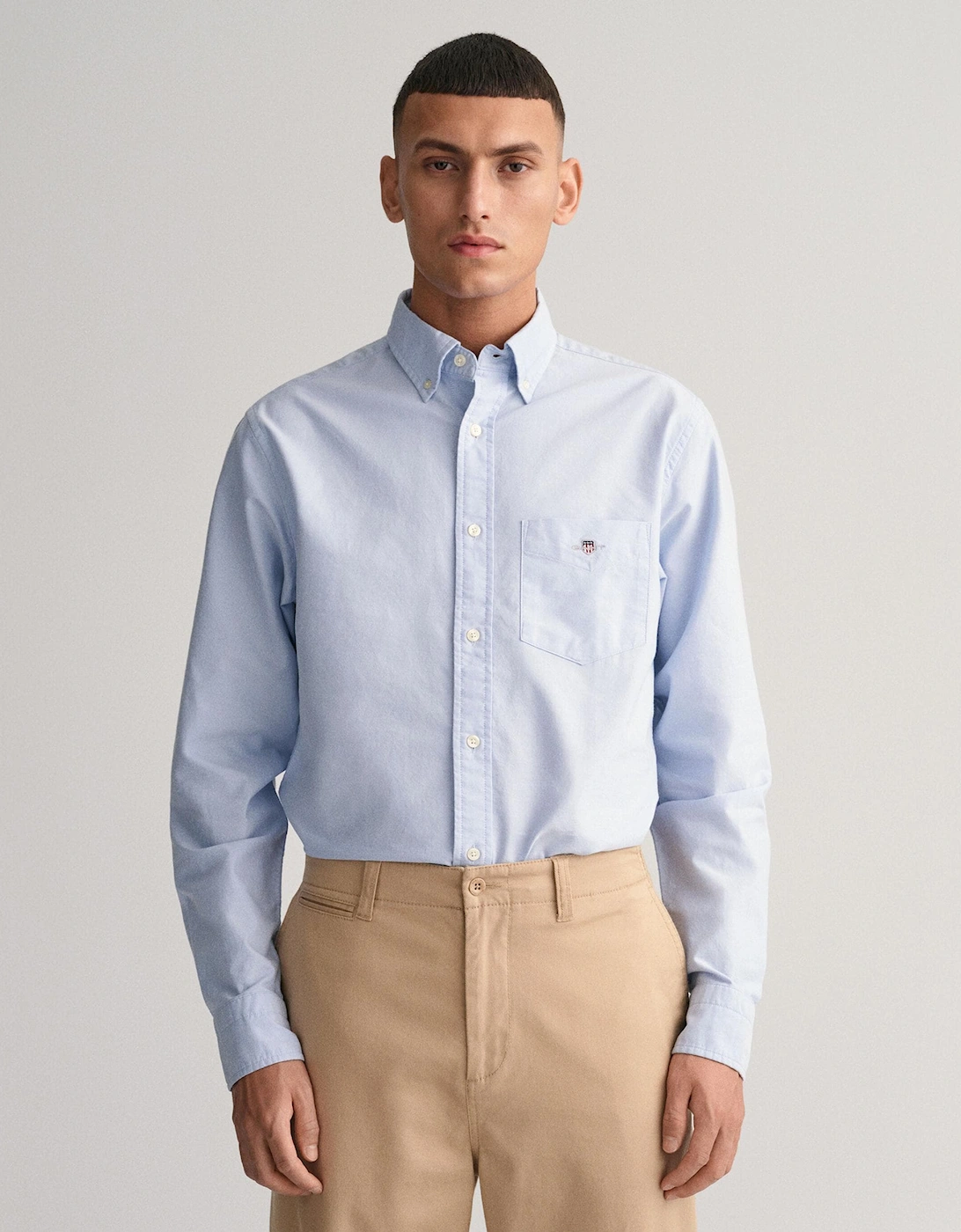 Gant Men's Blue Regular Fit Long Sleeve Oxford Shirt - 455 Light  44/Regular Xxl