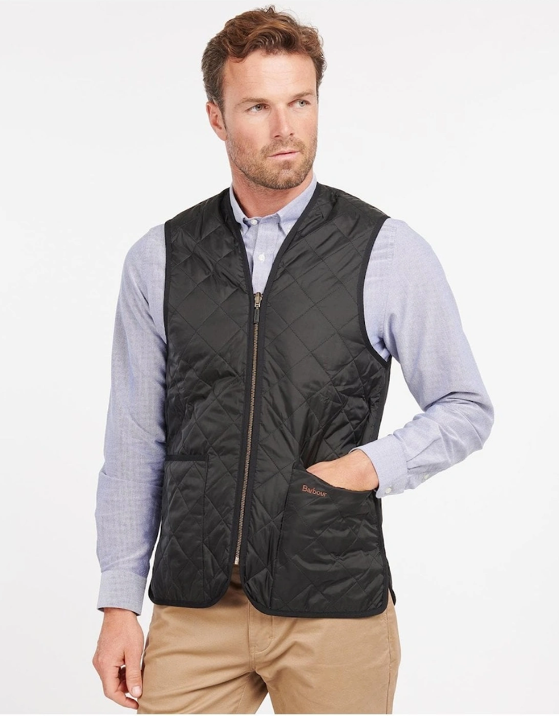 Men's Barbour Quilted Mens Waistcoat/Zip-In Liner - Black/Modern - Size: 38
