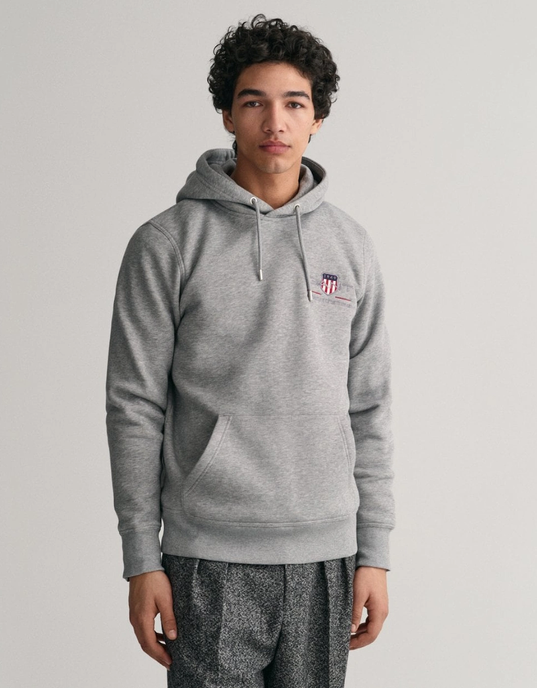 Gant Men's Grey Regular Fit Archive Shield Pullover Hoodie - : 44/Regular Xxl